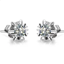 Charles& Colvard гарантия G14K AU585 ювелирные изделия 1Ct долларов США/шт Круглый Муассанит в огранке Тесты Положительный серьги-гвоздики G14K белого золота 585