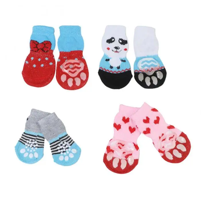 4 шт. носки для щенков Нескользящие вязаные дышащие эластичные теплые зимние домашние носки Лидер продаж