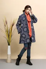 2015 Winter chinese style retro print frog font b women b font windbreaker cotton linen cotton