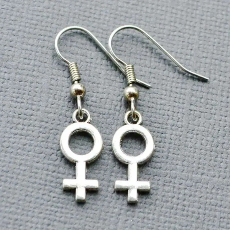 

Vintage Silver Charm Punk Female Symbol Dangle Earring Gender Feminist Symbol Drop Earring Hook Women Jewelry Friendship Gifts