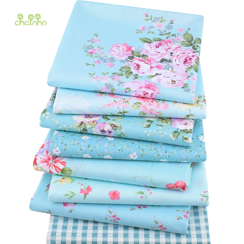 

Chainho,8pcs/lot,Green Floral Series,Printed Twill Cotton Fabric,Patchwork Cloth For DIY Sewing&Quilting Baby&Children Material