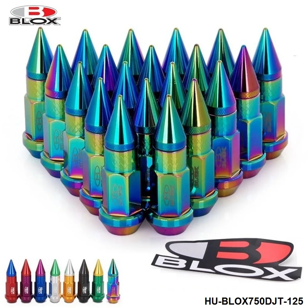 20PC Blox Racing Jdm Style 50MM  Aluminum Extended Tuner Wheel Lug Nuts With Spike M12x1.25 HU-BLOX750DJT-125