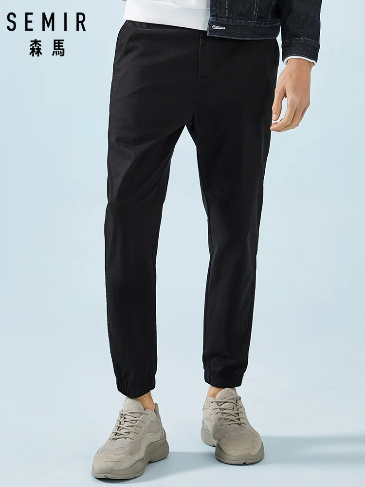 

SEMIR Men Pull-on Joggers Men Slim Fit Pants with Elastic Drawstring Waist Taper Led Pants Trousers Soft Cotton Male Fashion