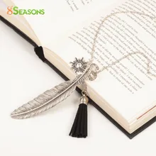 8SEASONS “Freedom” Fashion Tassel Pendant Necklace Feather Necklace Link Chain Silver Tone 73cm(28 6/8″)long Black 1 Piece