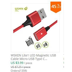 WSKEN Круглый Магнитный кабель, USB C type C Micro USB кабель магнитное зарядное устройство кабели для мобильных телефонов для iPhone 7 8 X USB кабель