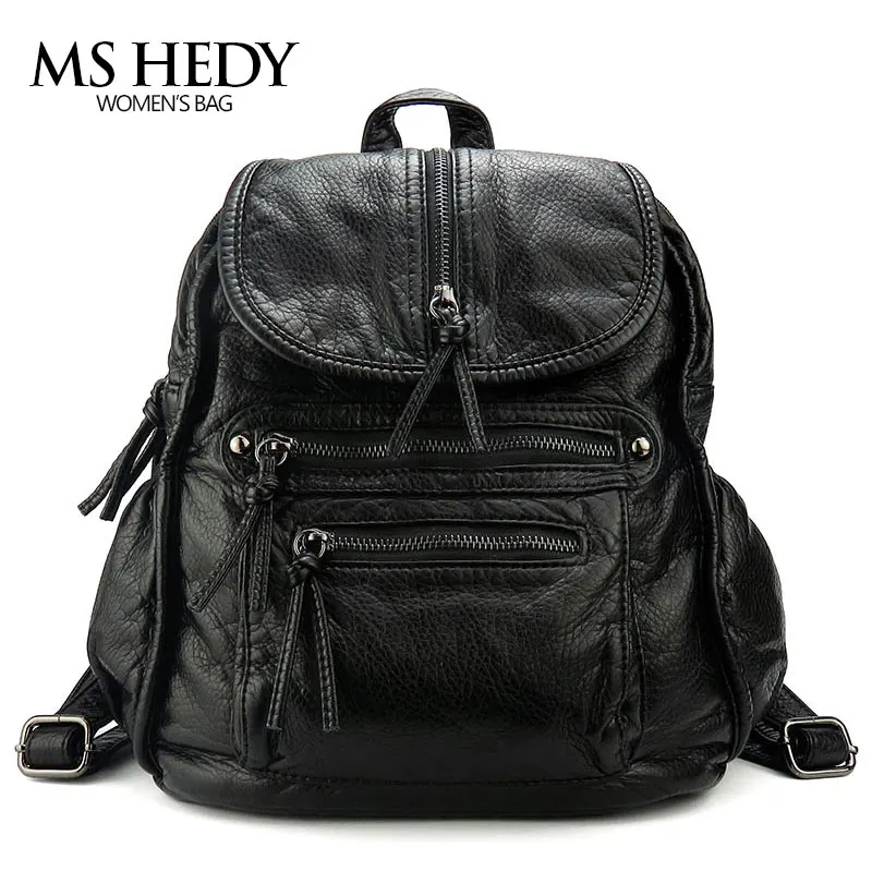 MS HEDY Artificial Leather Backpack Women Bag Packs Female School Bag Girls Designer Preppy Style New