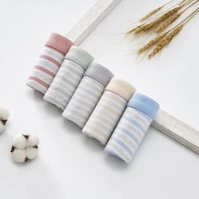 5 шт./партия, нижнее белье для мальчиков и подростков штаны на плоской подошве для мальчиков Нижнее белье в полоску из органического хлопка для детей от 11 до 26 лет