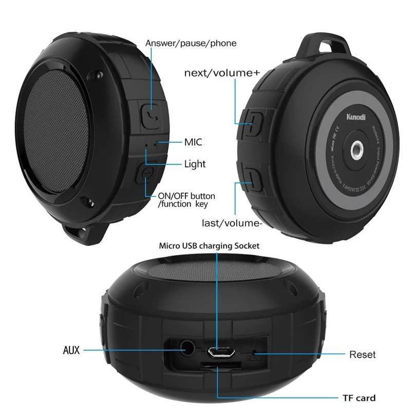 Открытый Портативный беспроводной Bluetooth динамик водонепроницаемый мини крючок