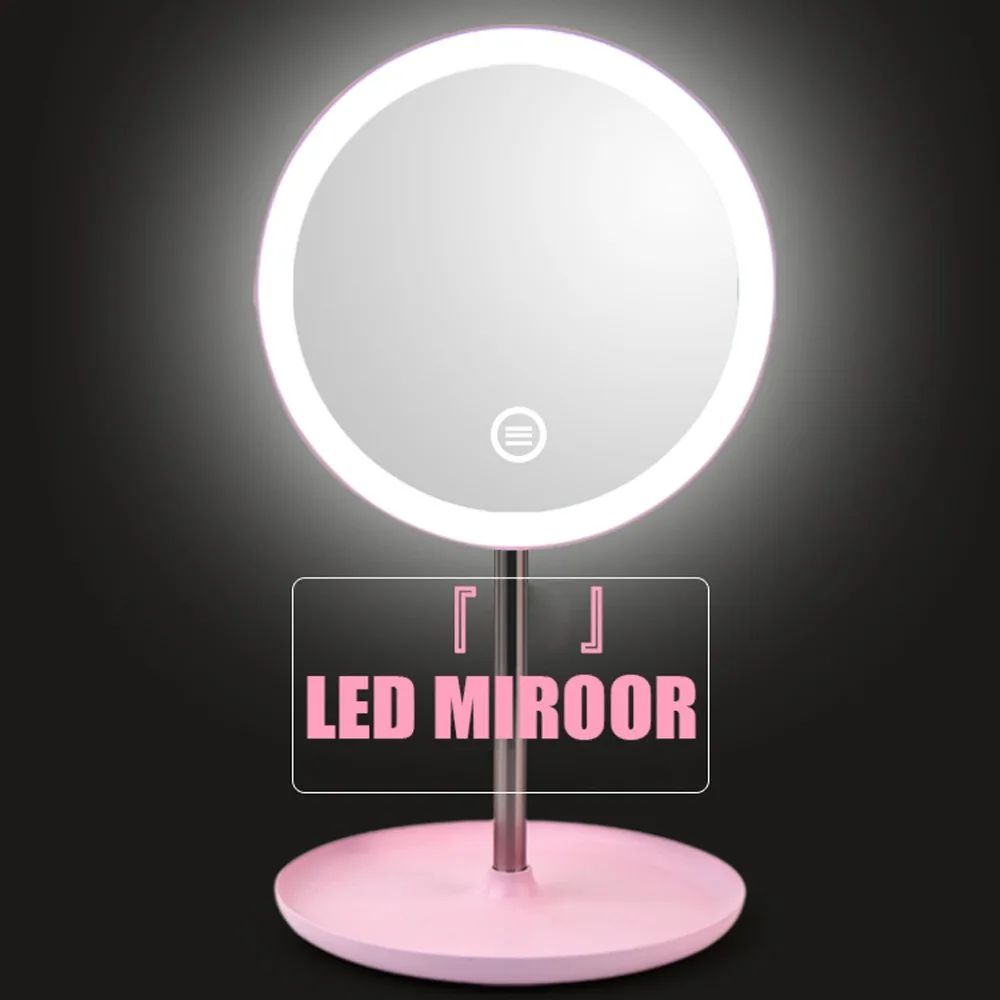 Зеркало с подсветкой для макияжа с естественным белым светодиодным дневным светом, туалетное зеркало, съемное/основание для хранения, 3 режима для espelho lustro LD