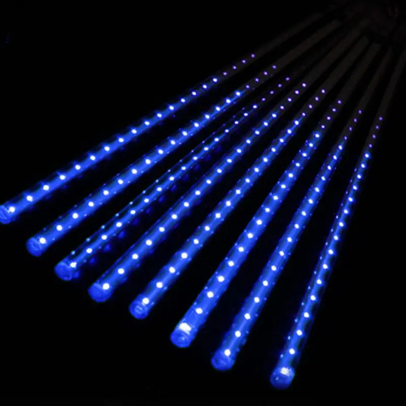 Рождественский подвесной декоративный водонепроницаемый светодиодный счетчик душевой светильник сосулька снег падающий уличный светильник Европейский стандарт адаптер питания W1 - Color: blue
