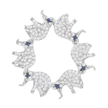 

SLJELY Luxury 925 Sterling Silver EQUILIBRE Elephant Finger Ring Full Zircon CZ Animal Soft Rings Women Mocano Brand Jewelry