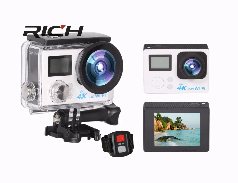 Богатая S200DR 4K Экшн-камера 2 0 двойной ЖК-дисплей 16MP Спортивная WiFi камера 30 м