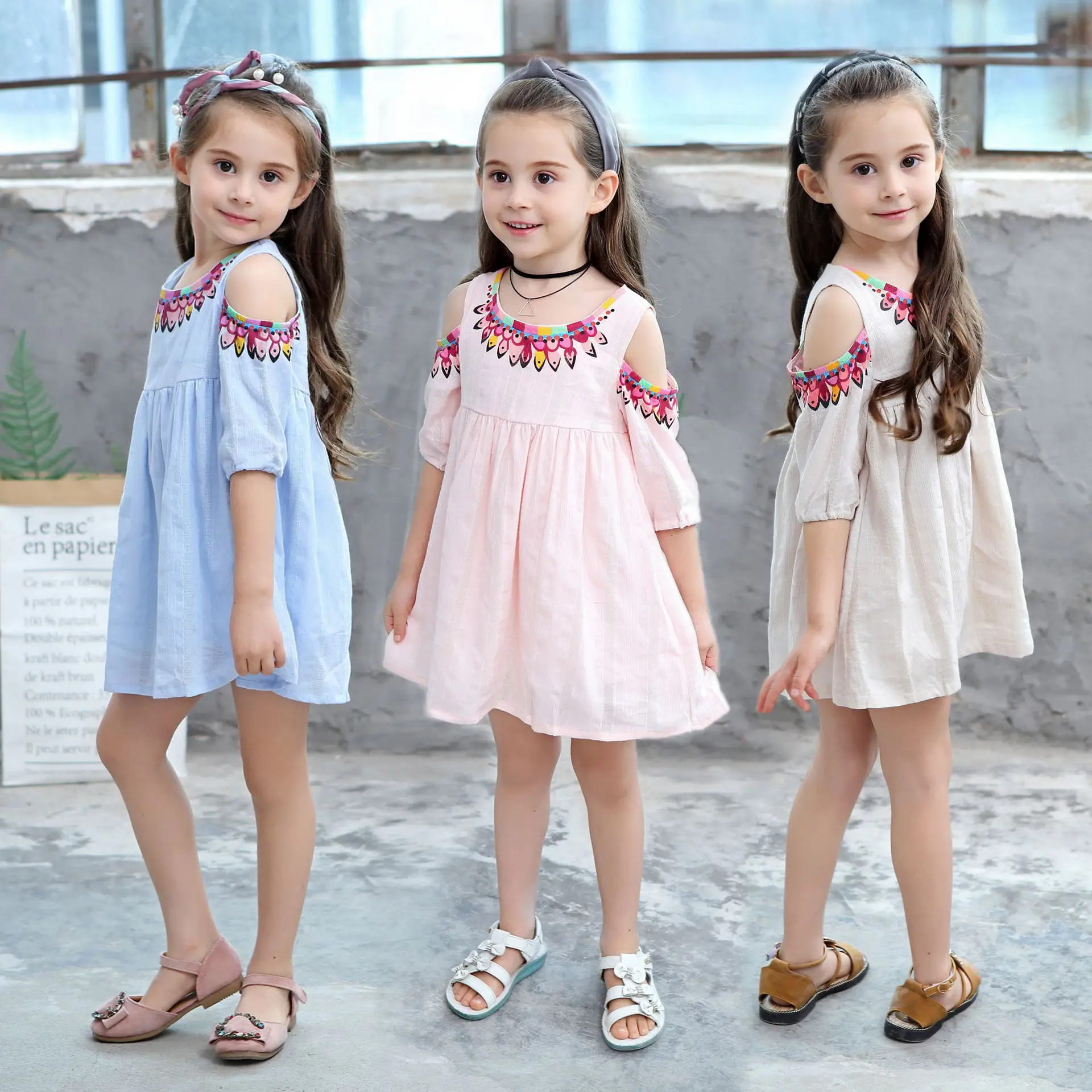 girl dress flower print summer 2019 kids dresses for girls costume children clothes elegant toddler cotton pink white floral