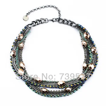

2017 Vintage Style Women Double Layers Crystal Luxury Necklace Free Shipping