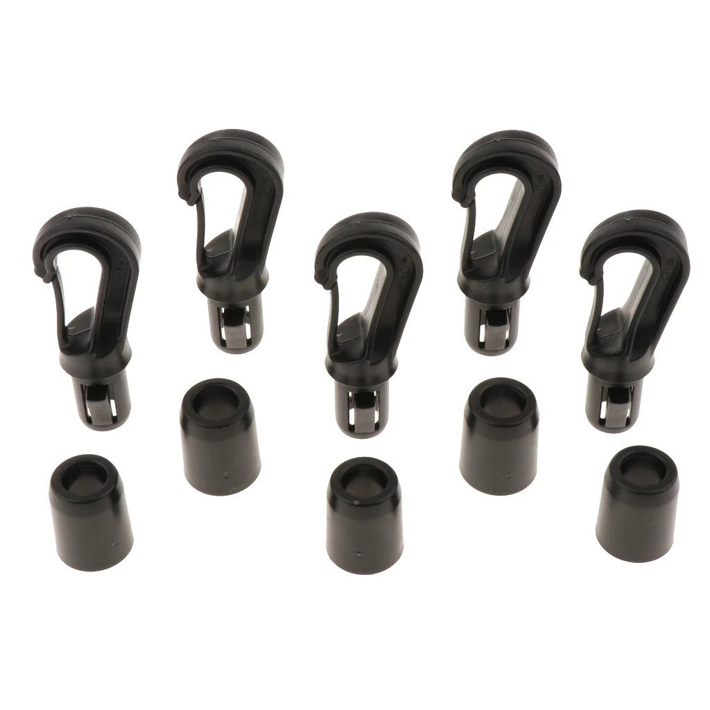 

5 Pieces Plastic Snap Hook Clip Bungee Shock Tie Elastic Cord End Lock Hang Buckle for Kayak Boat Rod Leashe Camping Accessories