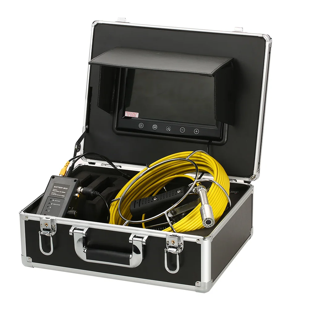 

20M / 30M Drain Pipe Sewer Inspection Camera IP68 Industrial Snake Camera 9" Touch Button LCD Monitor 12 LEDs Night Vision
