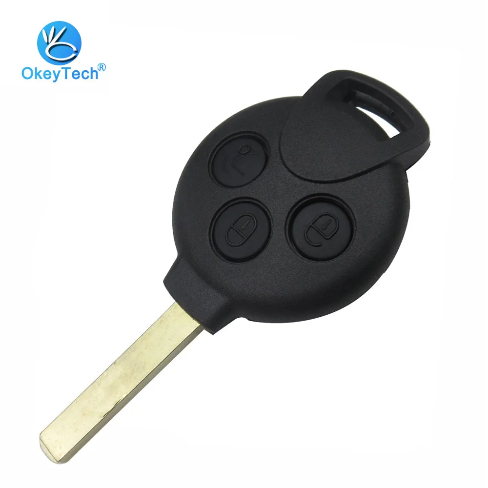 

OkeyTech 3 Button Remote Car Key Shell Replacement Cover Uncut Blade For Benz Smart City Coupe Cabrio Crossblade Fortwo Roadster