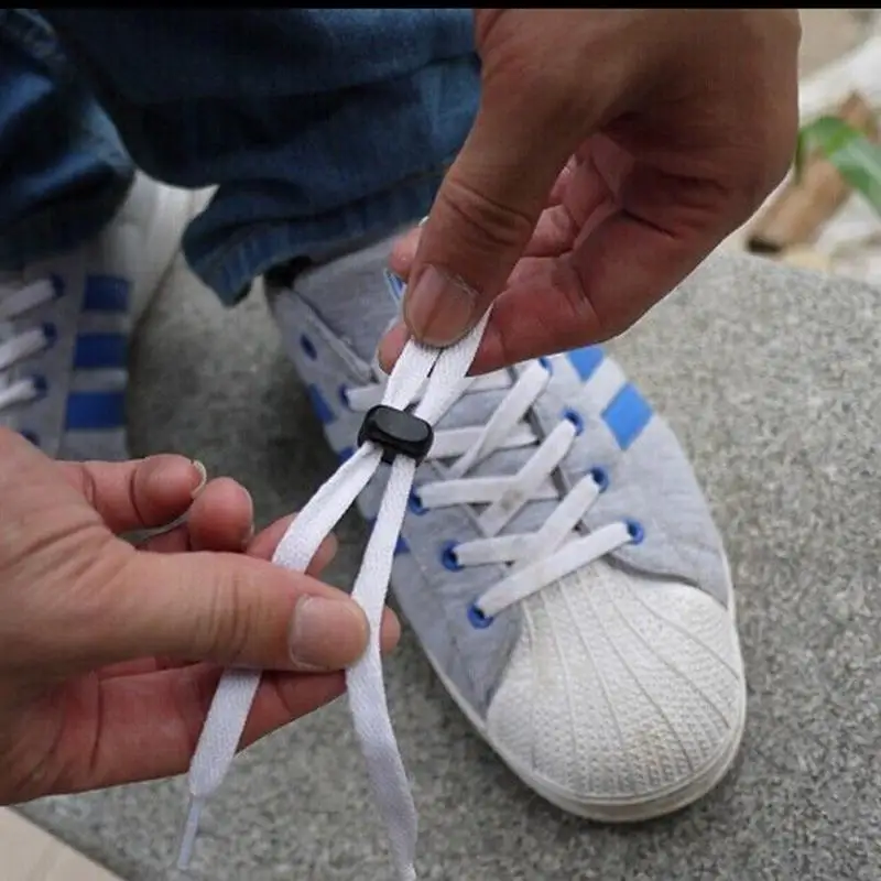 10Pcs/Set New Outdoor Running Easy Faster Sport Black Plastic Shoes Buckle Shoelace Rope Clamp Cord Locks Stopper