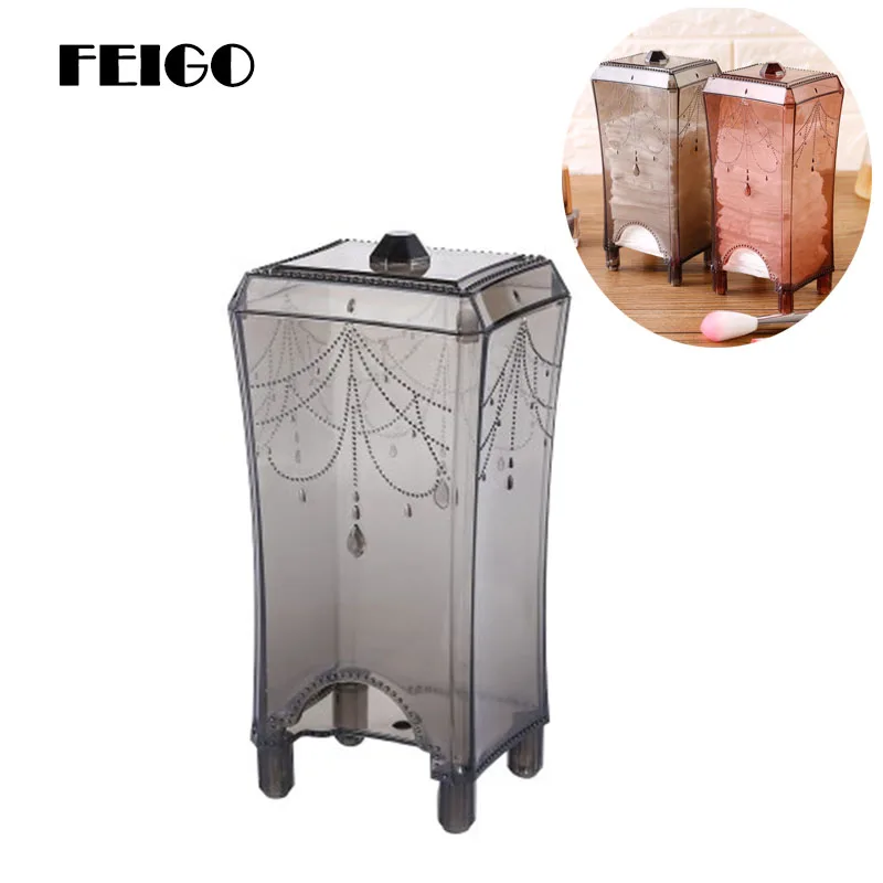 

FEIGO Desktop Decoration Portable Makeup Sponge Storage Boxs Cotton Remover Sculpture Storage Box Transparent Storage Boxs F442