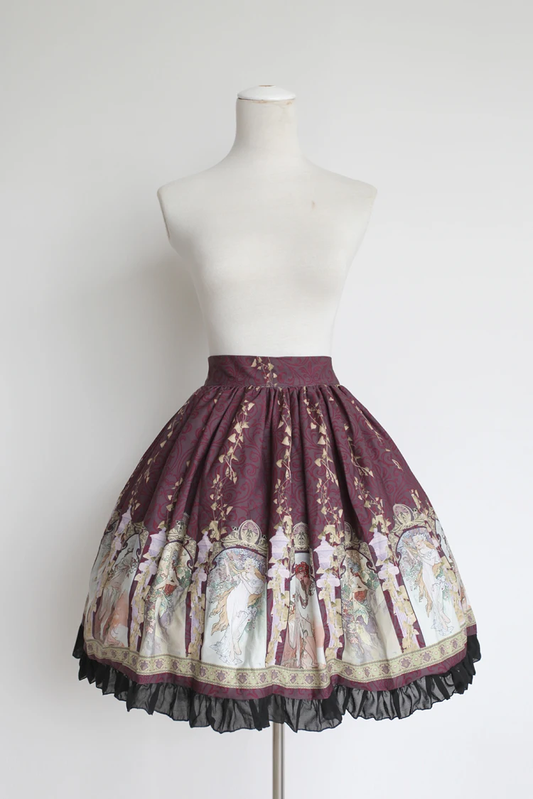 Soufflesong индивидуальная юбка с завышенной талией Mucha Милая юбка Лолиты с принтом для девочек