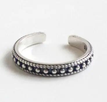 S925 пробы модное серебряное кольцо комплект этнические резные регулируемое Открытое кольцо - Цвет камня: Ancient silver 2