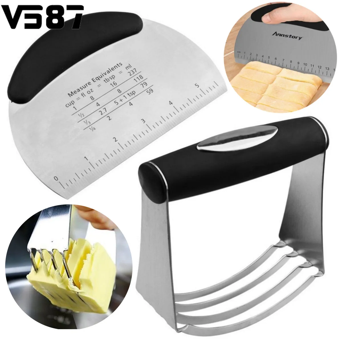 Stainless Steel Pastry Scraper Dough Cutter Blender Mixer Bread Cake