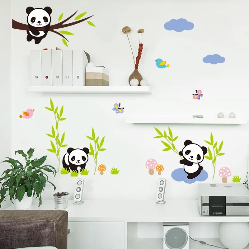 Милые озорные детские панды китайские настенные наклейки детский подарок комната Домашний Декор diy наклейки с животными Фреска художественные ПВХ Мультяшные плакаты