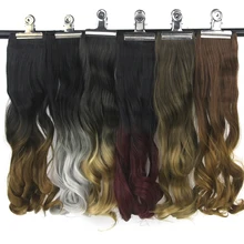 Soowee 120 г 60 см длинные вьющиеся черные светлые синтетические волосы высокотемпературное волокно 5 зажим для наращивания волос Подушечка Для накладных волос