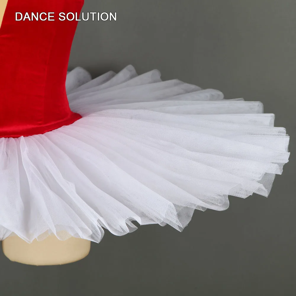 Top selling adult girls ballet dance tutu performance costumes red velvet bodice with white pleated tutu ballerina dress BLL128