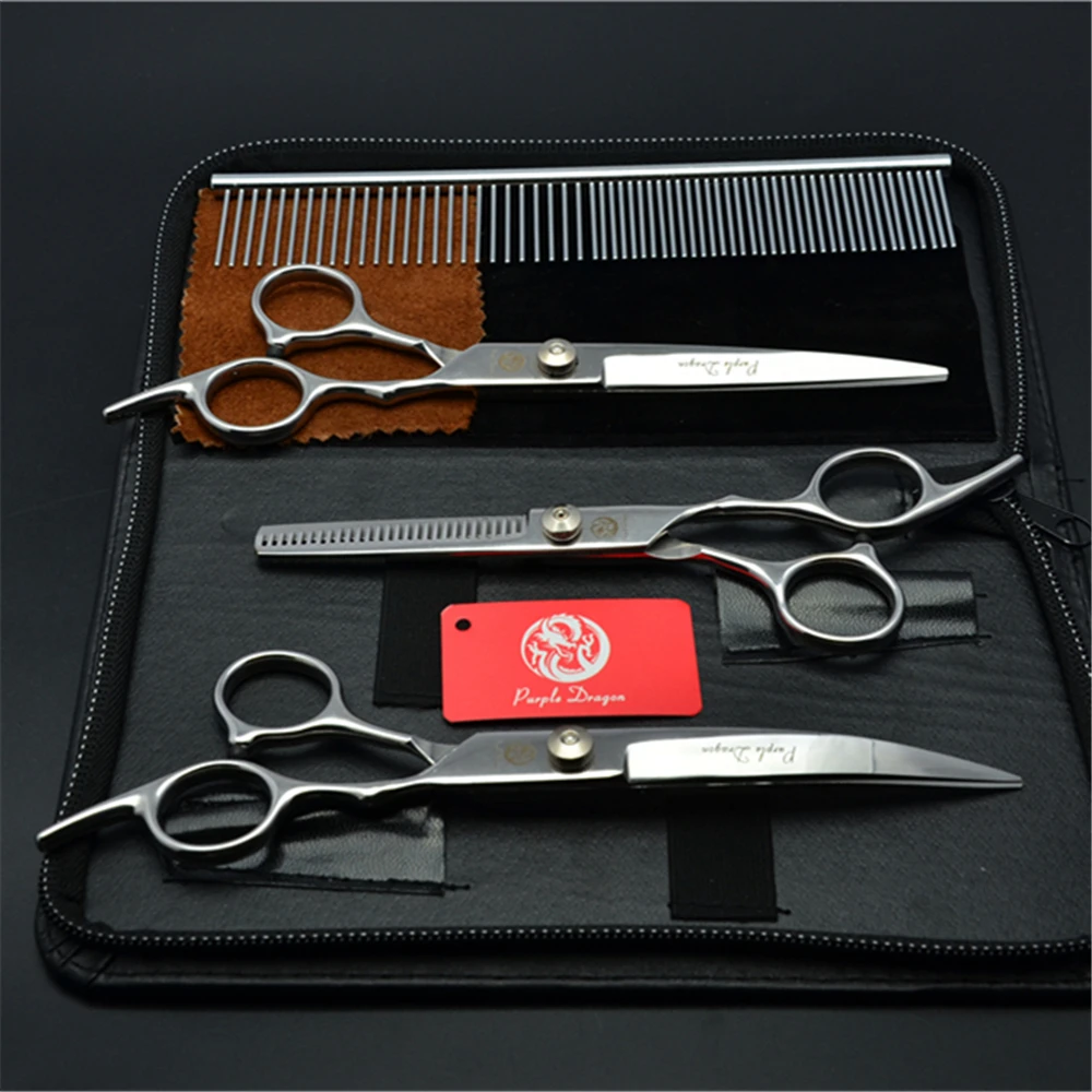 Down-4Pcs 7," 19,5 см фиолетовый дракон истончение ножницы для резки ножницы парикмахер для собак домашних животных ножницы для стрижки волос добавить мешок Z3001