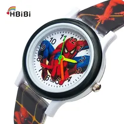На бретелях Человек-паук модные детские часы Мальчики Часы Подарки для детей Водонепроницаемый аналоговые спортивные часы дети браслет