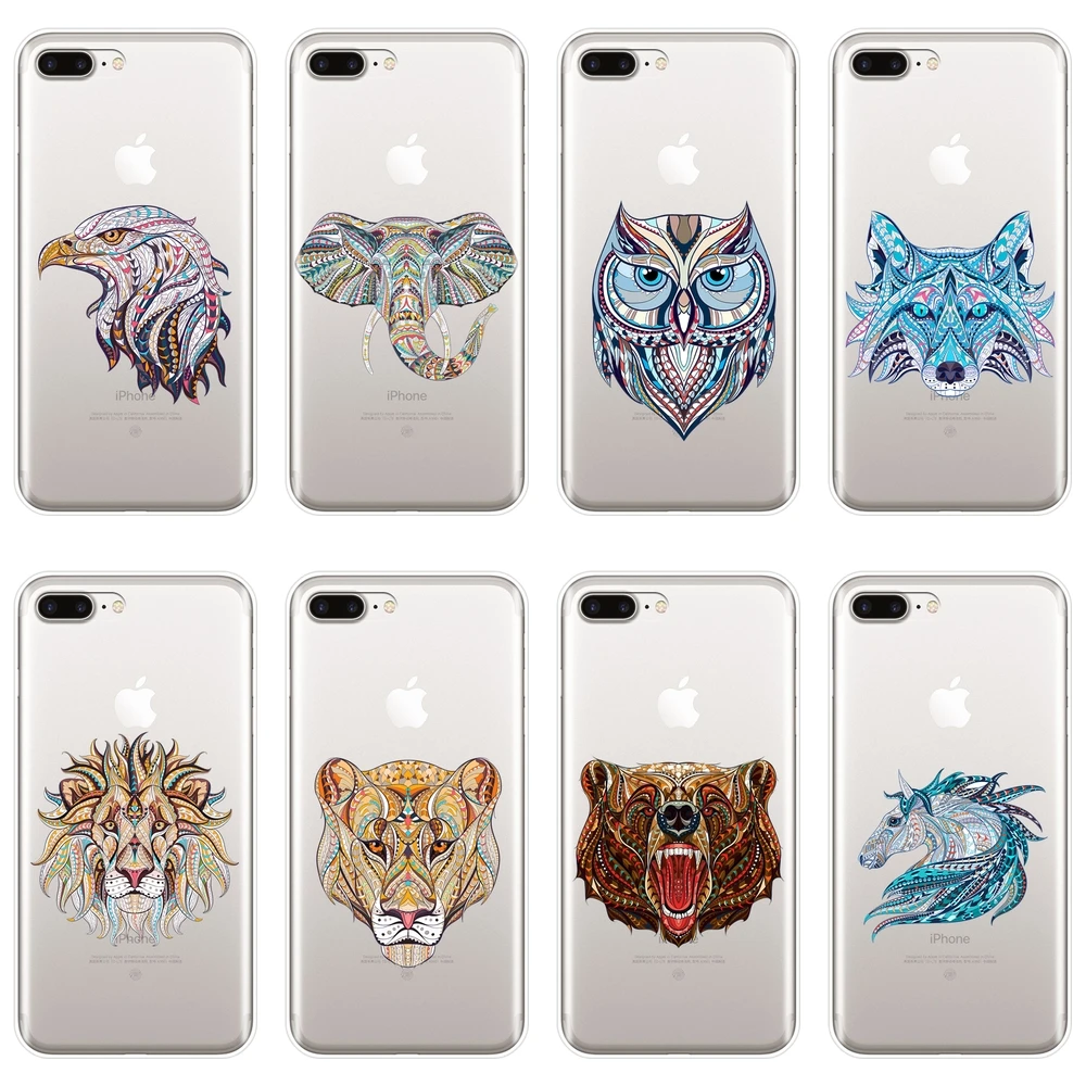 

Soft Silicone Phone Case For Apple iPhone X XR XS MAX 8 7 6S 6 S Wolf Bear Tiger Lion Owl Back Cover For iPhone 6 S 6S 7 8 Plus