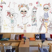 Beibehang пользовательские 3D обои рисованная мультфильм девушка мода шоу магазин одежды стены фон обои росписи папье peint