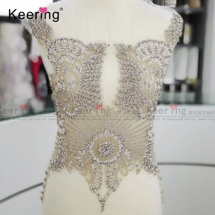 

Popular Handmade Rhinestone Patch For Wedding Dress WDP-037
