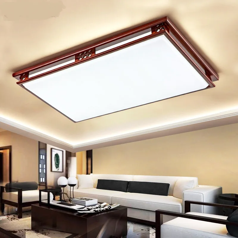 

Chinese style Wooden ceiling lights Creative rectangular acrylic Living room bedroom hall hotel lighing ceiling lamps ZS42