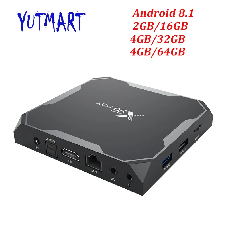 

Android 8.1 X96MAX Amlogic S905X2 4GB 64GB TV BOX Quad Core 2.4G&5GHz Wifi 1000M H.265 4K Media Player Smart Box X96 MAX