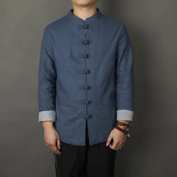 

Cotton and linen fabric men jacket retro style pure color coat men Red gray blue mens jackets Asia size S - XXXXL