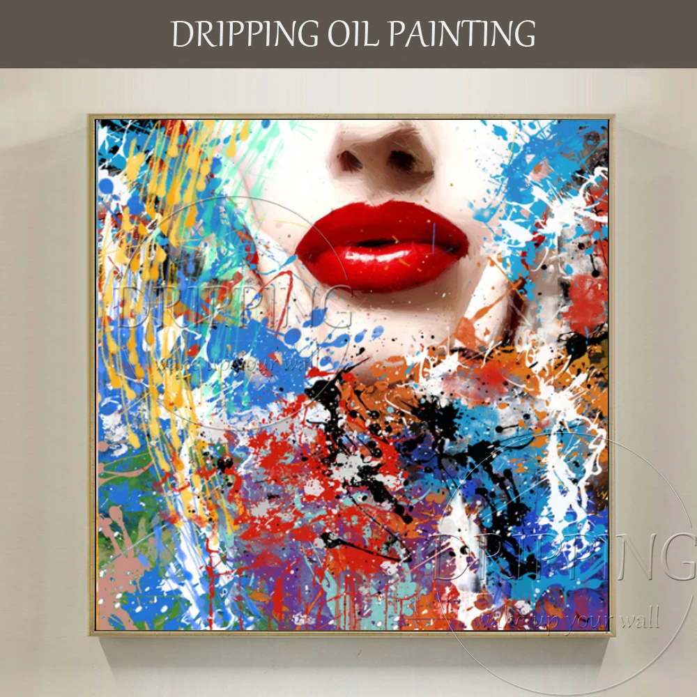 

Artist Hand-painted Colorful Graffiti Face Oil Painting on Canvas Pop Art Vivid Colors Abstract Portrait Graffiti Oil Painting