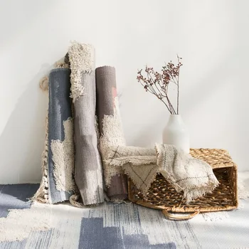 

Kilim 100% cotton Living room Carpet geometric Indian Rug stripe Modern Mat contemporary design Bohemia Nordic style