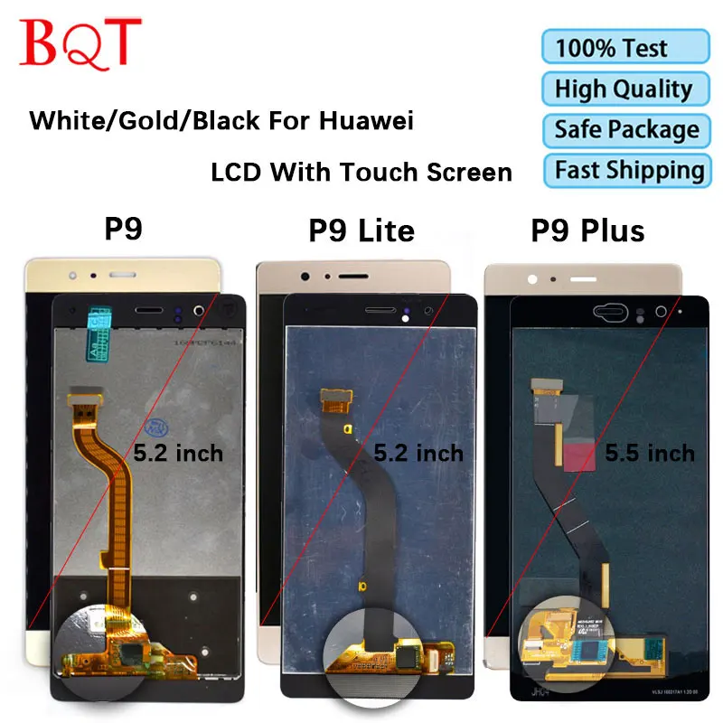 

Best Quality 5.2" For Huawei P9 Not P9 Lite LCD Display Touch Screen With Digitizer Aeembly Repair For Huawei P9 Plus 5.5" LCD