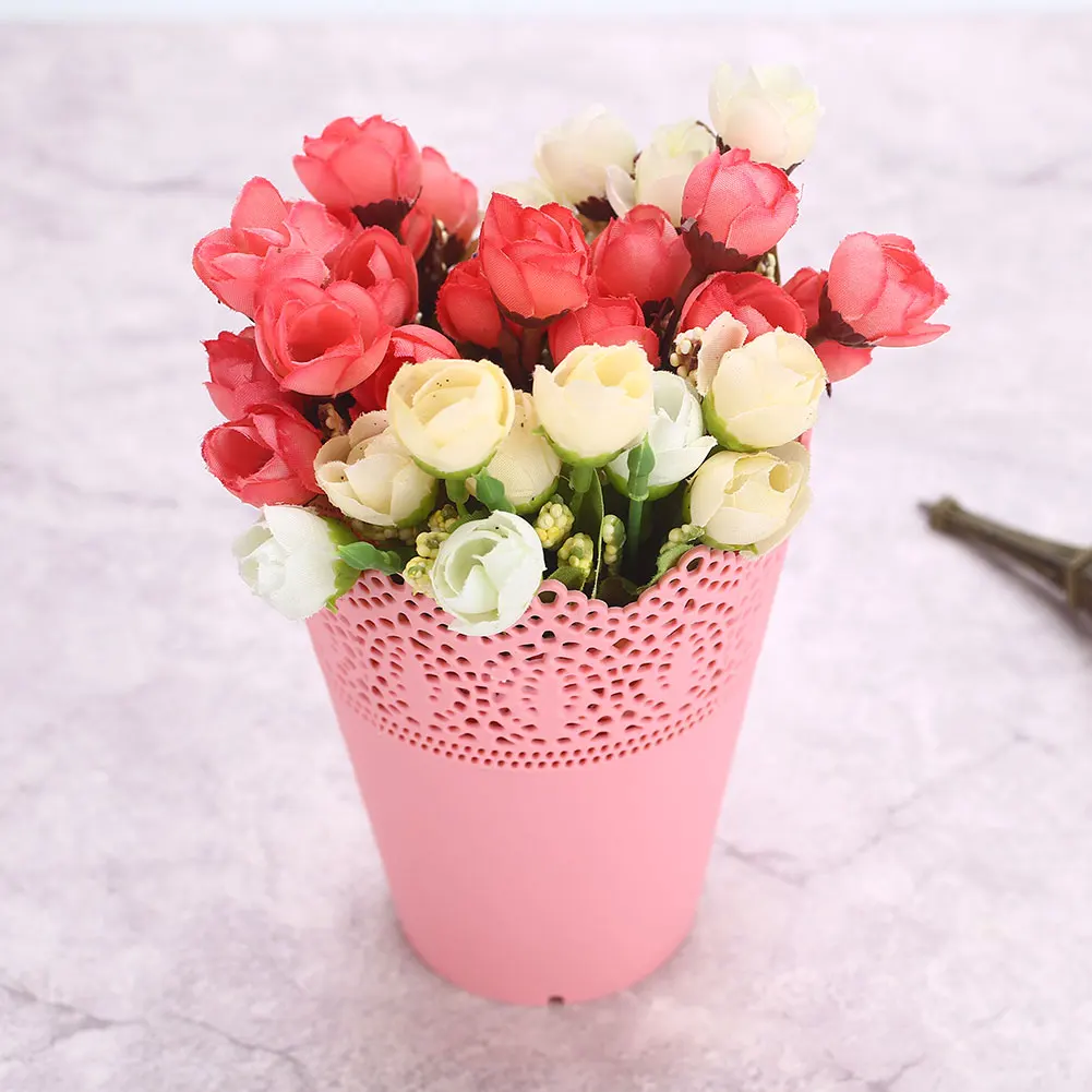 1 шт. розовый/белый/синий пластиковый стол аккуратный держатель Контейнер для ручек кружевная ваза для растений горшок цветочный горшок ручка контейнер ваза для цветов Органайзер