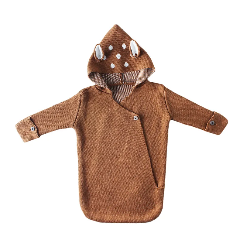 

Spring Autumn Baby Sleeping Bag Hooded Stroller Newborn Infant Knitted Swaddle Wrap Nest Envelopes for Toddler Kid 0-1Y