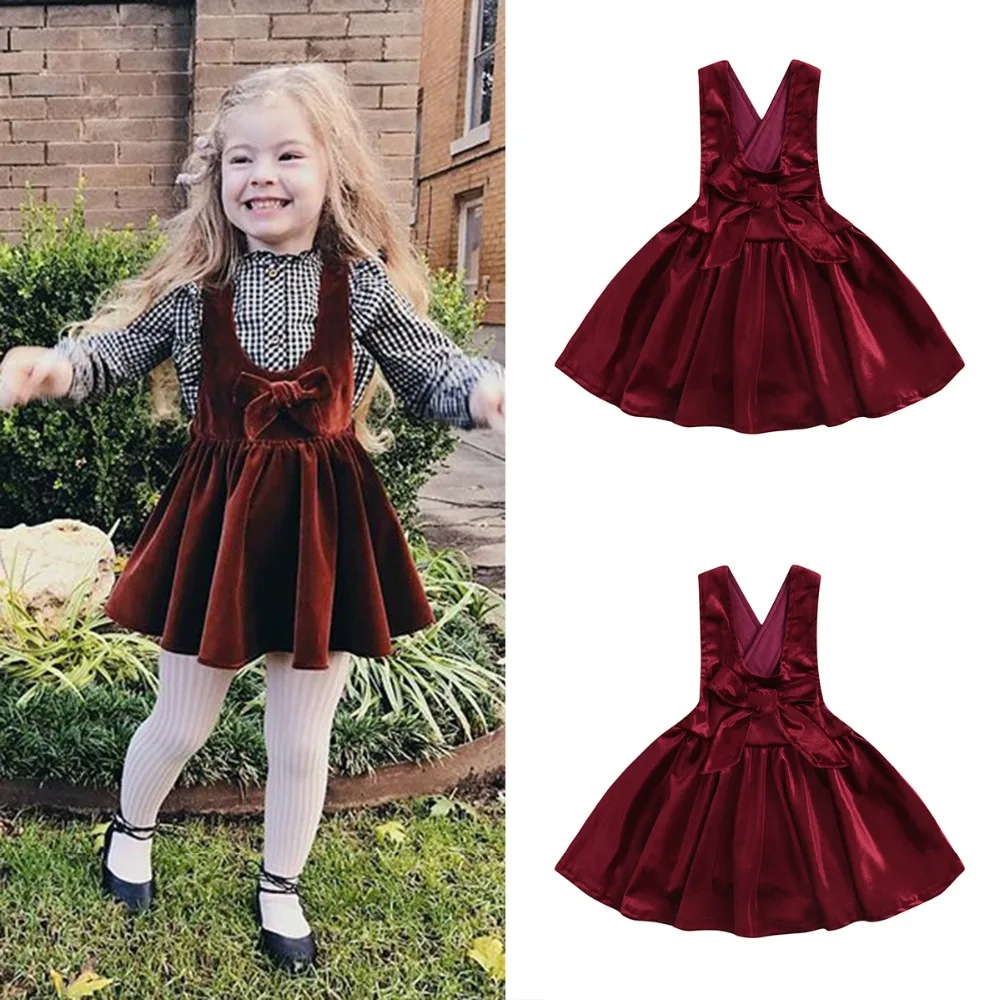 

Lovely Toddler Kid Girls Summer Dress 2019 New Arrival Baby Girl Sleeveless Silk Velvet Dress Girls Suspenders Sundress Clothes