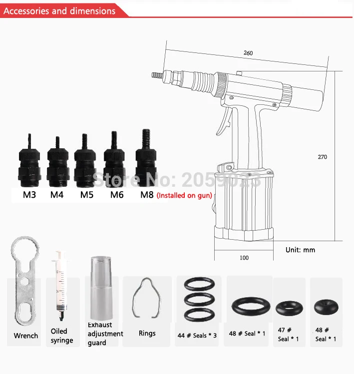 Пневматический клепальный пистолет автоматический Потяните заклепки пистолет клепальщики применимо к M3-M8 заклепки гайка M2308