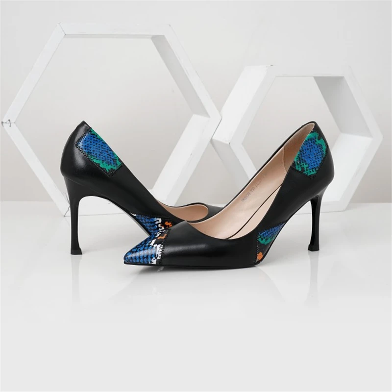 deep Profonde Noir Dames Minces Purple Pompes noir Femmes Chaussures Beige Partie Talons Peu Automne Pointu Robe Bout Couleurs Msstor Printemps Élégant Mélangées BqvRRPwF