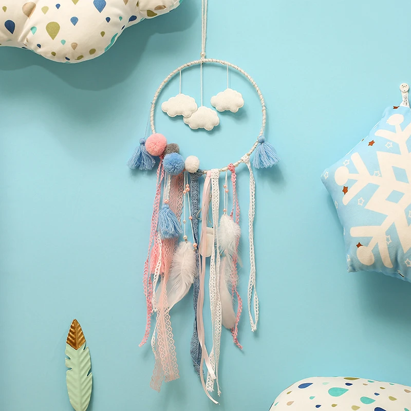 

YUYU 2018 Colorful Big Feathers Handmade Dream catcher Bedroom Decoration Dreamcatchers Wind Chimes Wall Hanging Decoration