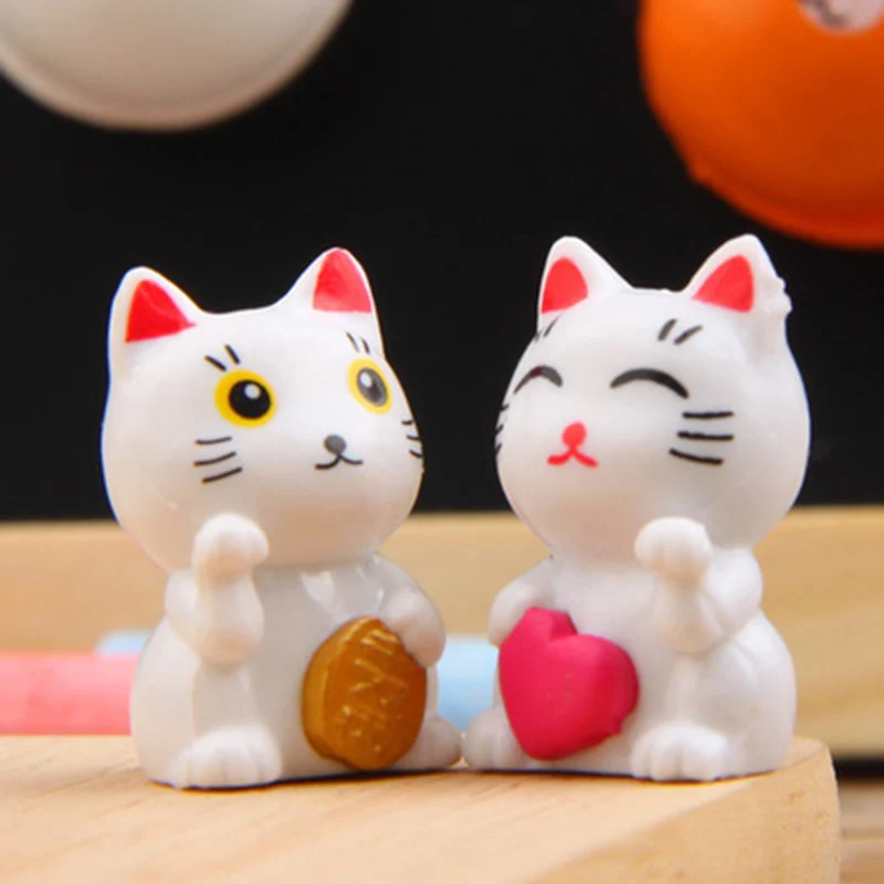 

ZOCDOU 2 Pieces Fortune Cat Female Male Kitty Money Box DIY Model Small Statue Little Figurine Crafts Figure Ornament Miniatures