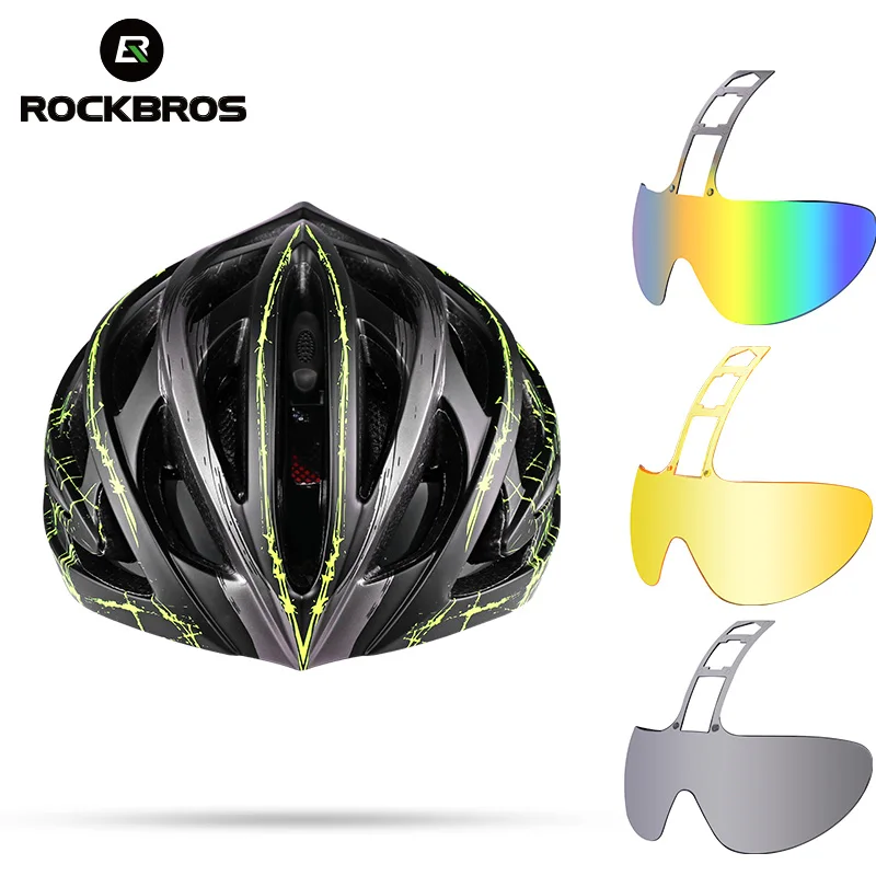 

ROCKBROS Bicycle Helmet Bike Goggle Helmet Polarized Bicycle 3 Lens Helmets Men Women Cycling Helmets MTB Visor Head Protector