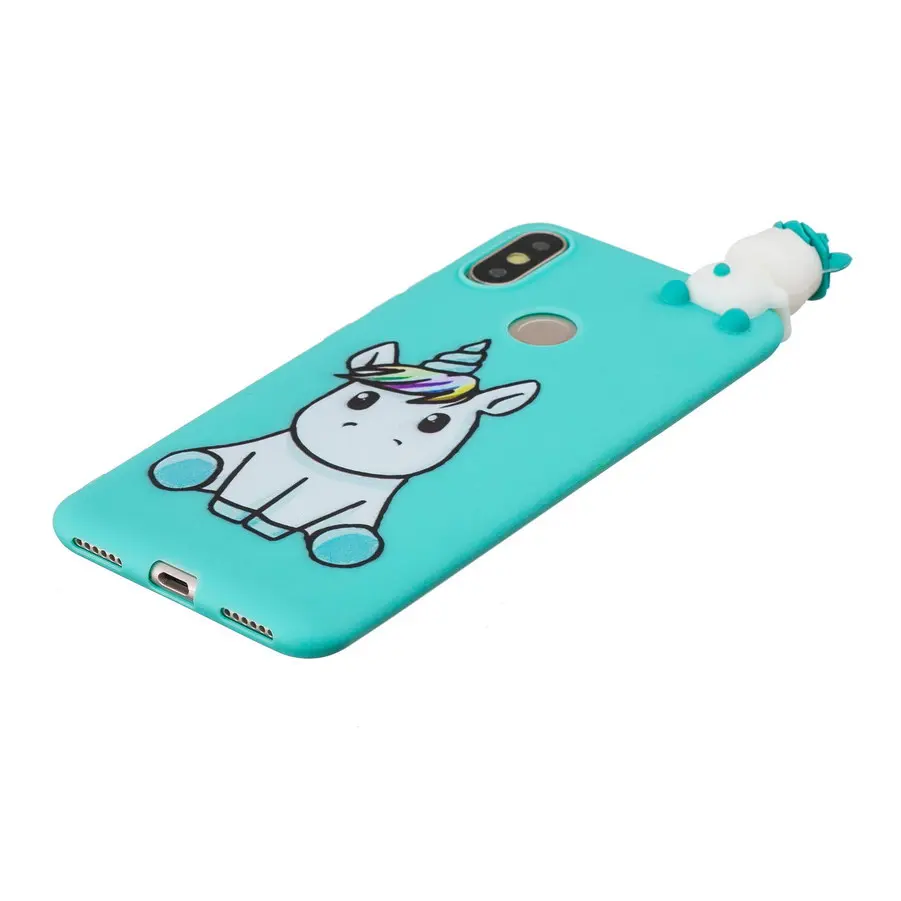 Силиконовый чехол для Xiaomi Mi A2 мягкий из ТПУ с 3D рисунком единорога медведя кота
