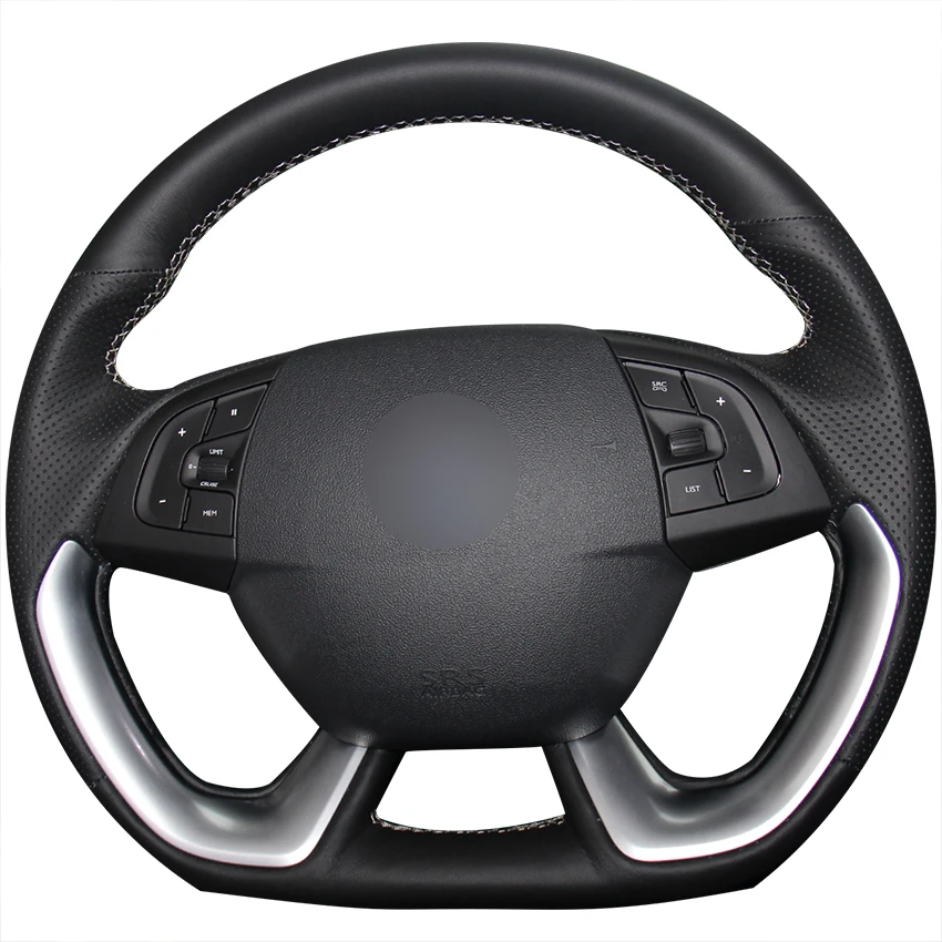 

Hand-stitched Black Artificial Leather Anti-slip Car Steering Wheel Cover for Citroen DS5 DS 5 DS4S DS 4S